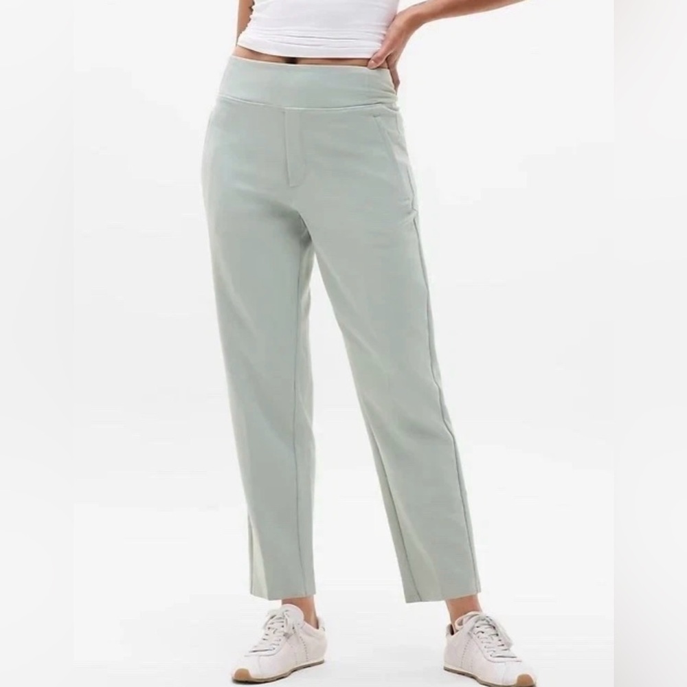 Athleta Endless High Rise Pants Women 12 T Work Travel Ankle Length Vera Green - Picture 14 of 15